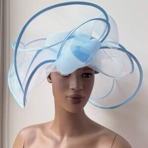 Paris Hand-Made Large Brim Organza Hat – Elegant Fascinator for Derby & Wedding